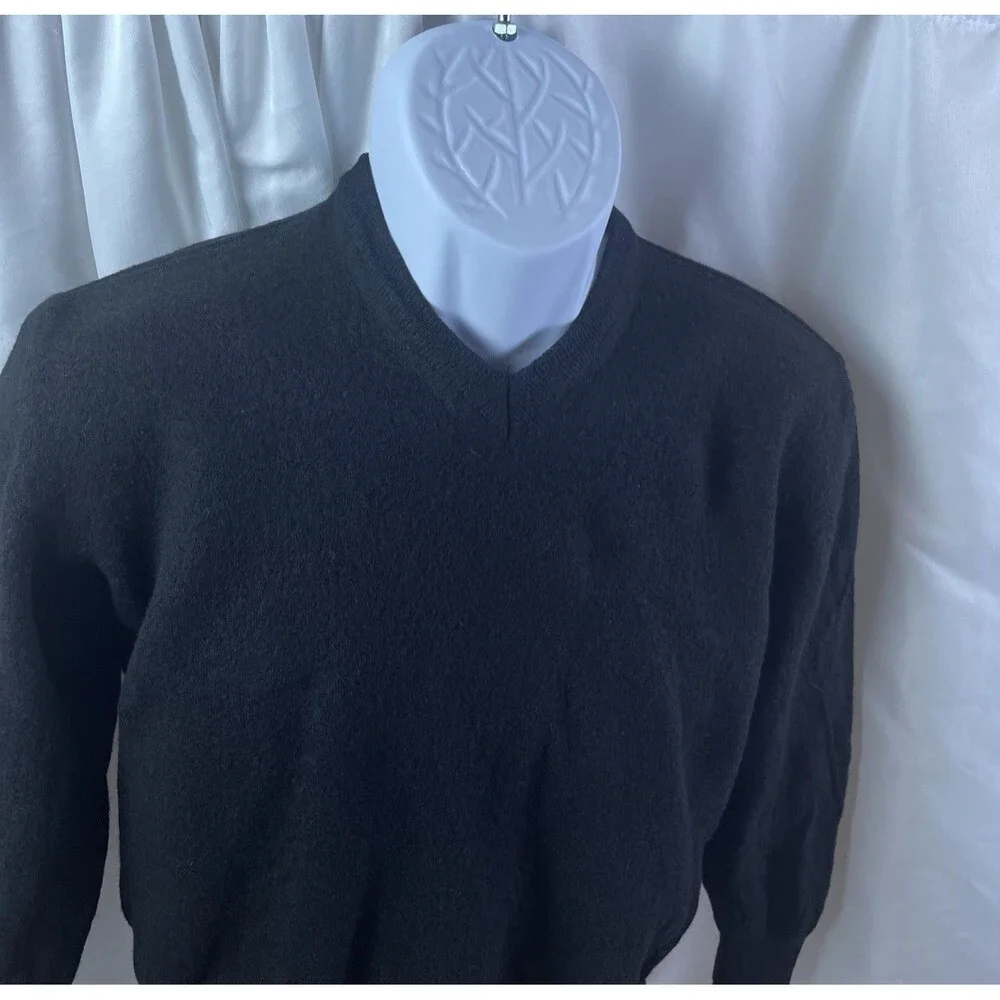 Vintage Veneziani Men’s V-neck Black Pullover Sweater Size L Marino Wool